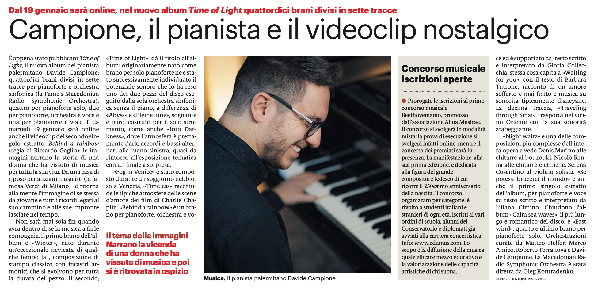 Campione, il pianista e il videoclip nostalgico